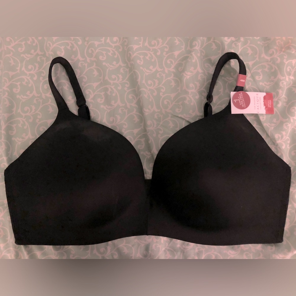 Cacique Uplift Plunge Bra 42 DDD Black. Underwire Free.